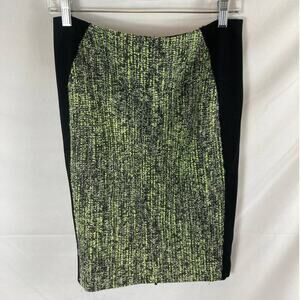Elie Tahari Tweed Pencil Skirt Green Black Size 4